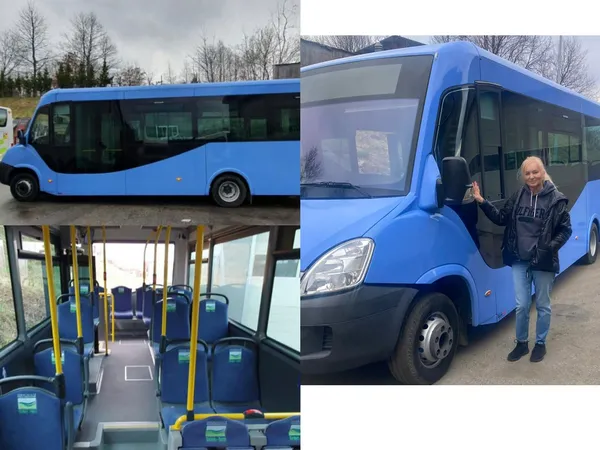 Beata Żołnieruk za kierownicą autobusu